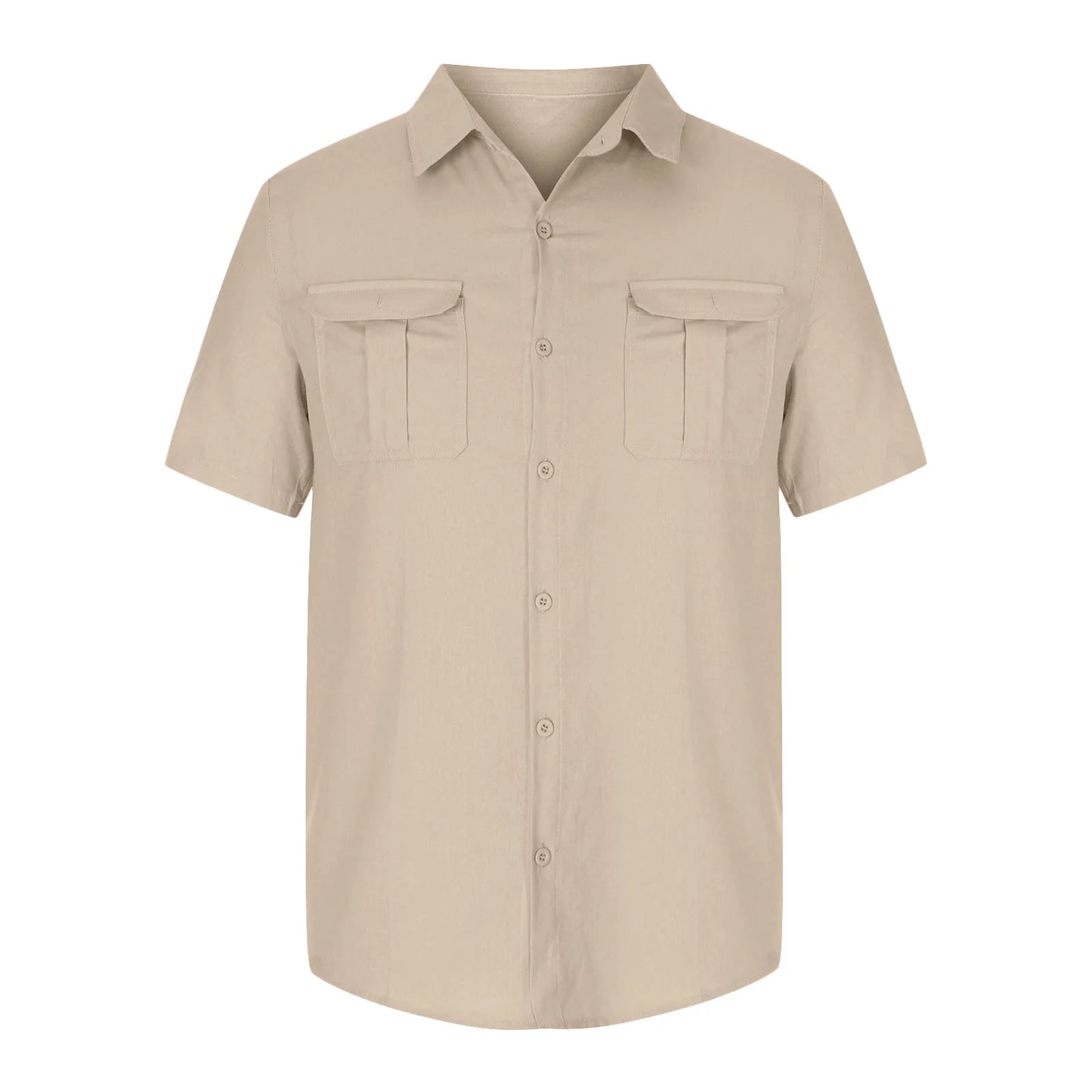 Tank Tops Men Men'S Fashion Vacation Solid Color Cotton Linen Double Pocket Casual Shirts Short Sleeves Mens Western Shirts Mens T-Shirts on Sales
